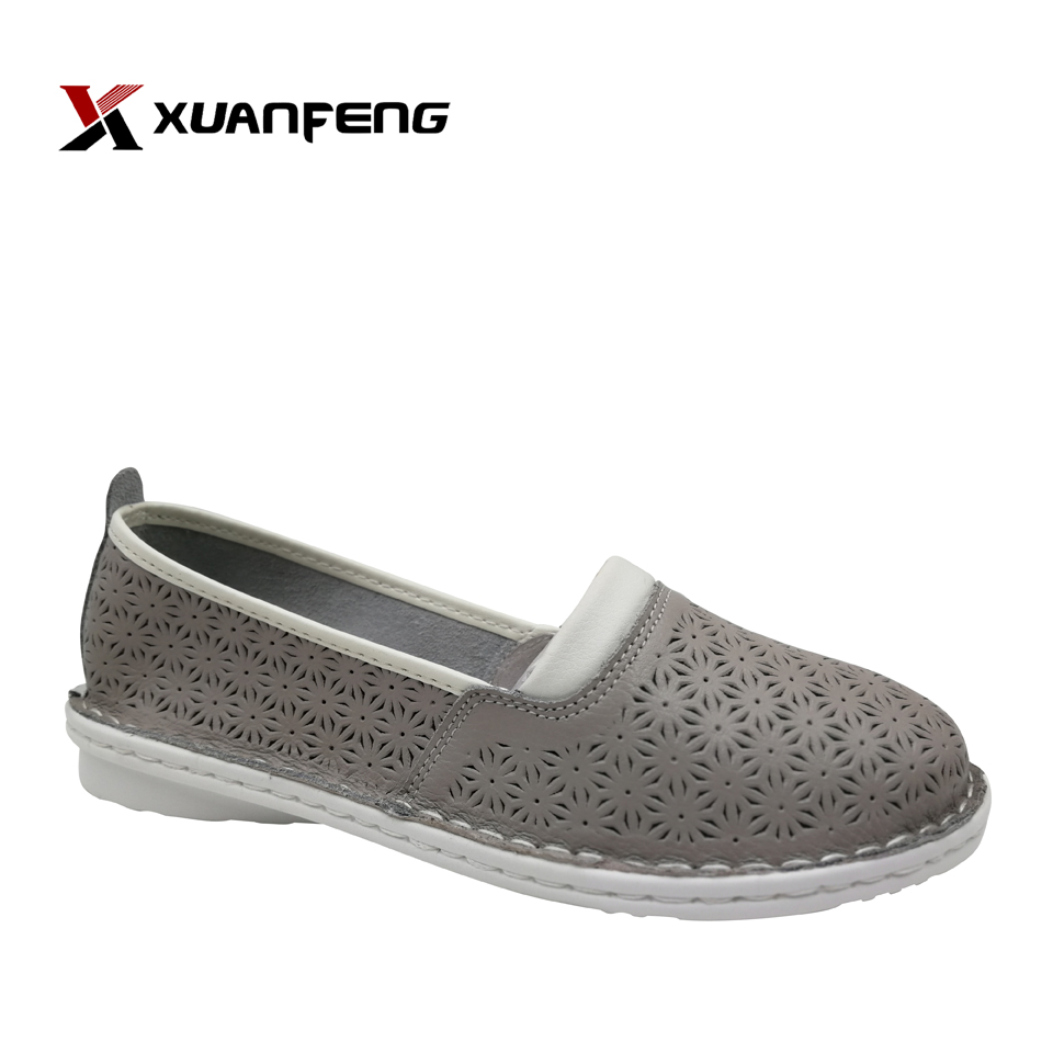 Wholesale Summer Lady′s Genuine Leather Shoe Womens Leather Flats